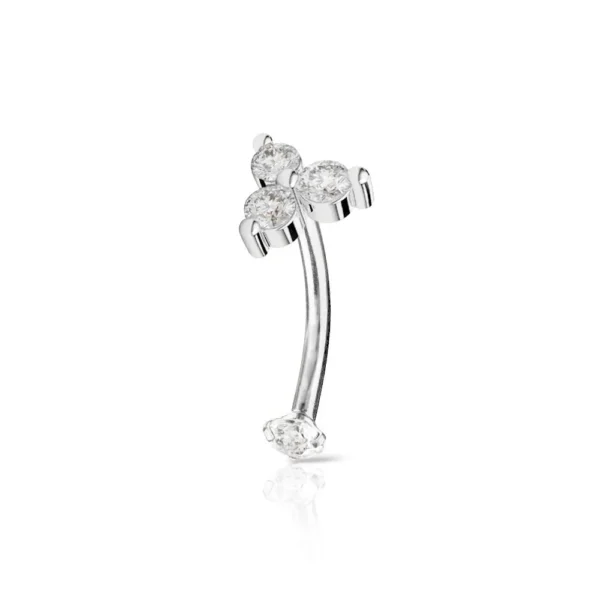 Piercing Banana in acciaio 316L con Pietre Argento Open Tattoo Supply