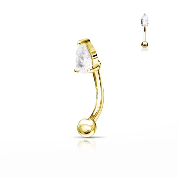 Piercing Banana in acciaio 316L con Pietra Oro Open Tattoo Supply