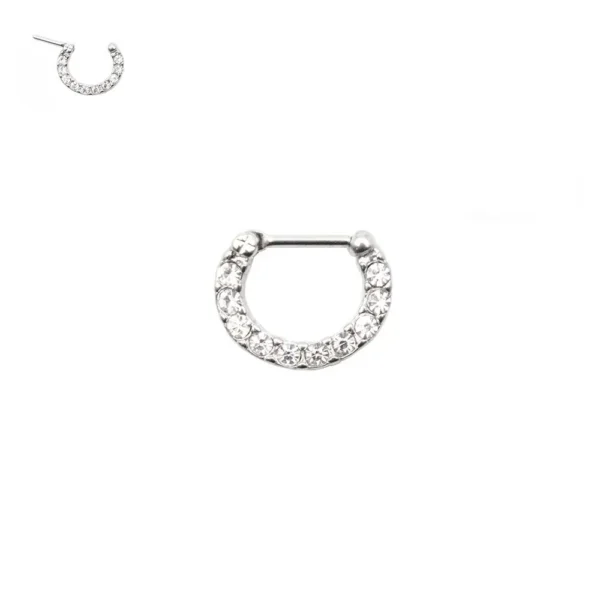 Piercing Septum Clicker in acciaio 316L con pietre incastonate Open Tattoo Supply