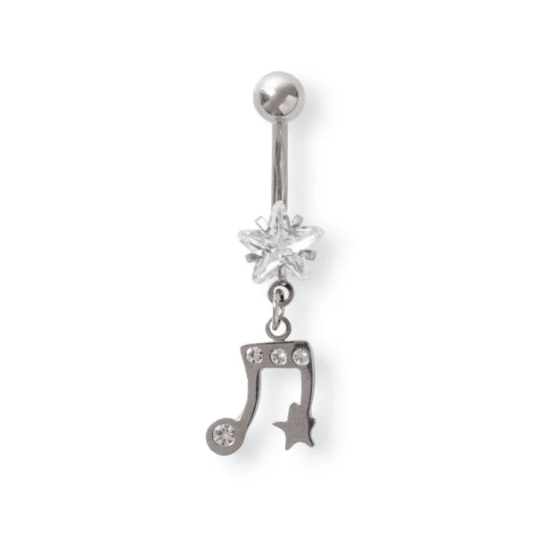 Piercing Ombelico in acciaio 316L con pendente note musicali Open Tattoo Supply