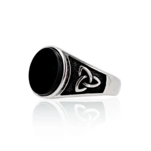 Anello con Pietra nera in acciaio 316L Open Tattoo Supply