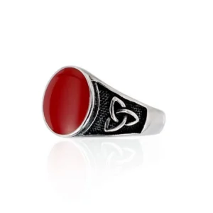 Anello con Pietra rossa in acciaio 316L Open Tattoo Supply