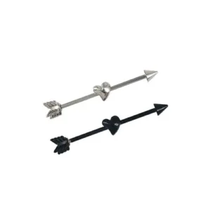 Piercing Industrial in acciaio 316L freccia con cuore Open Tattoo Supply