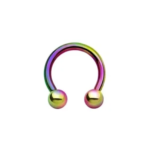 Piercing Smiley Circular Barbell in acciaio 316L Rainbow Open Tattoo Supply